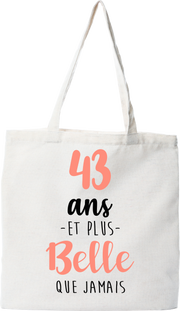 Tote bag coton recyclé 43 ans et plus belle que jamais