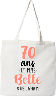 Tote bag coton recyclé 70 ans et plus belle que jamais