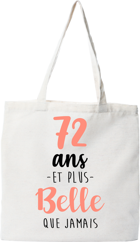 Tote bag coton recyclé 72 ans et plus belle que jamais