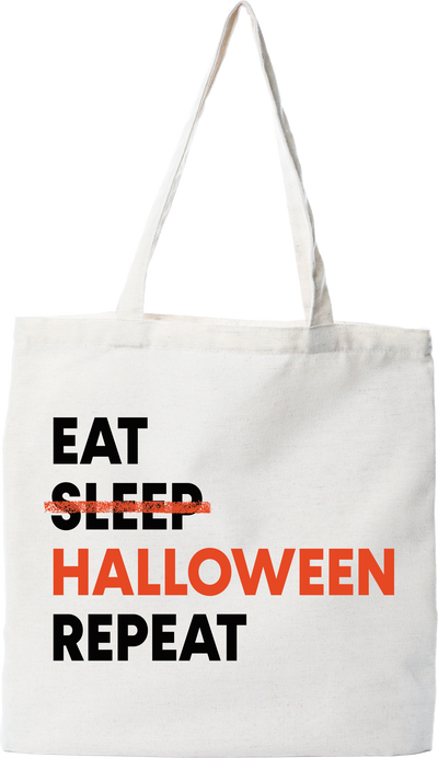 Tote bag coton recyclé Eat sleep halloween repeat