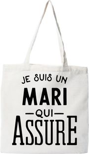 Tote bag coton recyclé Je suis un mari qui assure