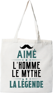 Tote bag coton recyclé aimé l'homme le mythe la légende