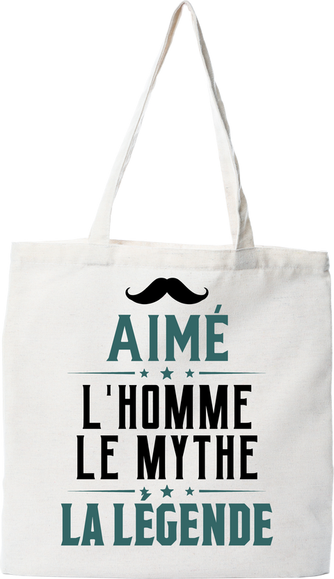 Tote bag coton recyclé aimé l'homme le mythe la légende