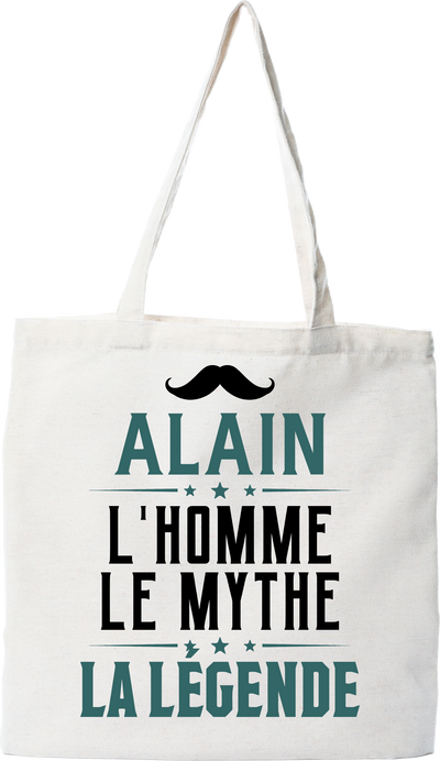 Tote bag coton recyclé alain l'homme le mythe la légende