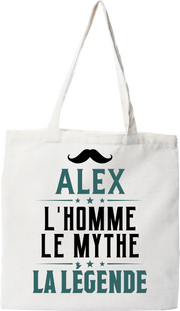 Tote bag coton recyclé alex l'homme le mythe la légende