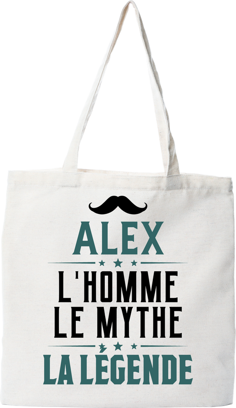 Tote bag coton recyclé alex l'homme le mythe la légende