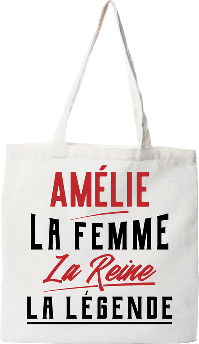 Tote bag coton recyclé amélie la femme la reine la légende