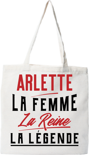 Tote bag coton recyclé arlette la femme la reine la légende