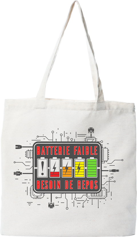 Tote bag coton recyclé batterie faible