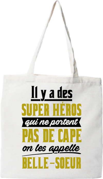 Tote bag coton recyclé belle-soeur super héro