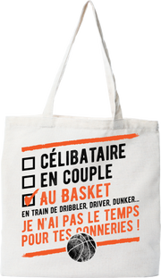 Tote bag coton recyclé célibataire au basket