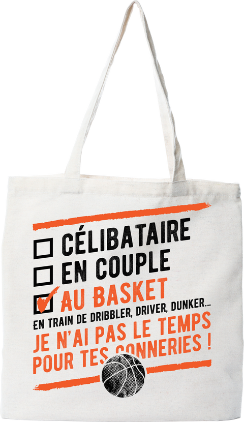 Tote bag coton recyclé célibataire au basket