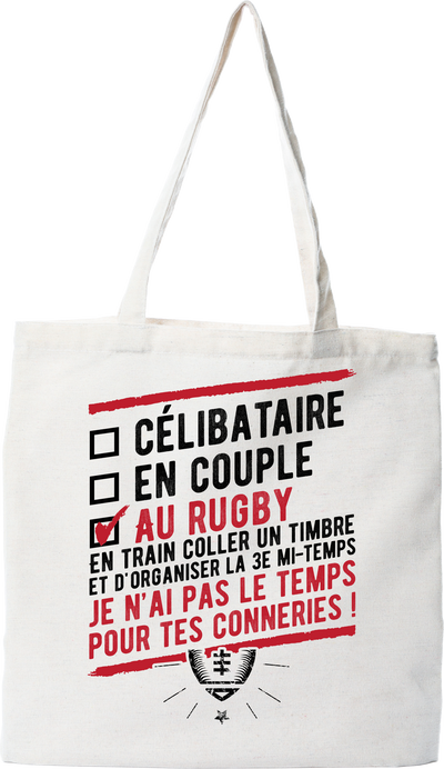 Tote bag coton recyclé célibataire au rugby