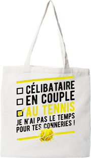 Tote bag coton recyclé célibataire au tennis