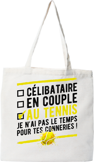 Tote bag coton recyclé célibataire au tennis