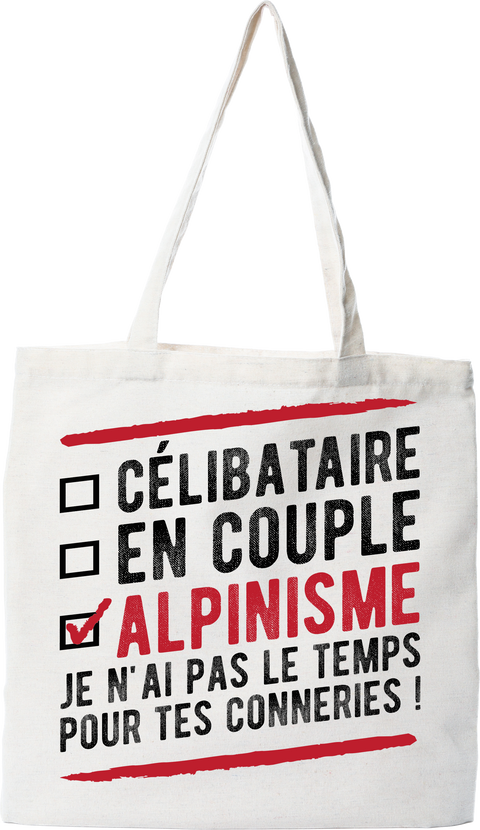 Tote bag coton recyclé célibataire en couple alpinisme