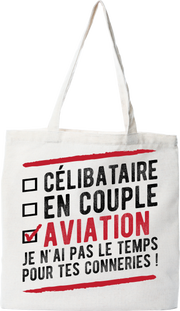 Tote bag coton recyclé célibataire en couple aviation