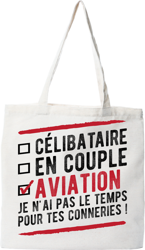 Tote bag coton recyclé célibataire en couple aviation