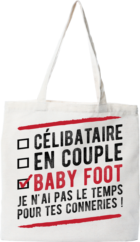 Tote bag coton recyclé célibataire en couple baby foot
