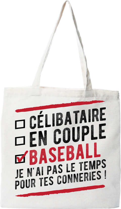 Tote bag coton recyclé célibataire en couple baseball