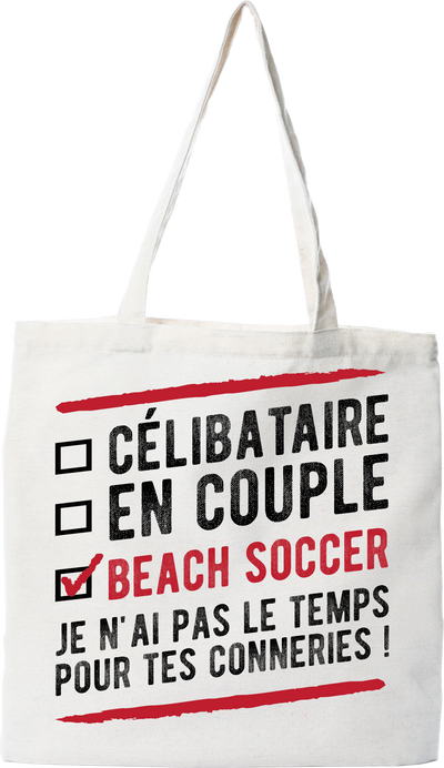 Tote bag coton recyclé célibataire en couple beach soccer