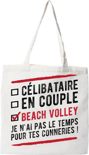 Tote bag coton recyclé célibataire en couple beach volley