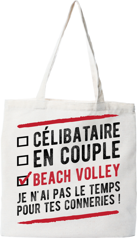 Tote bag coton recyclé célibataire en couple beach volley