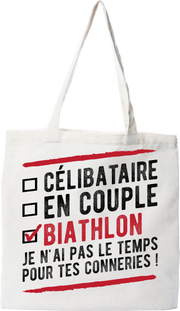 Tote bag coton recyclé célibataire en couple biathlon