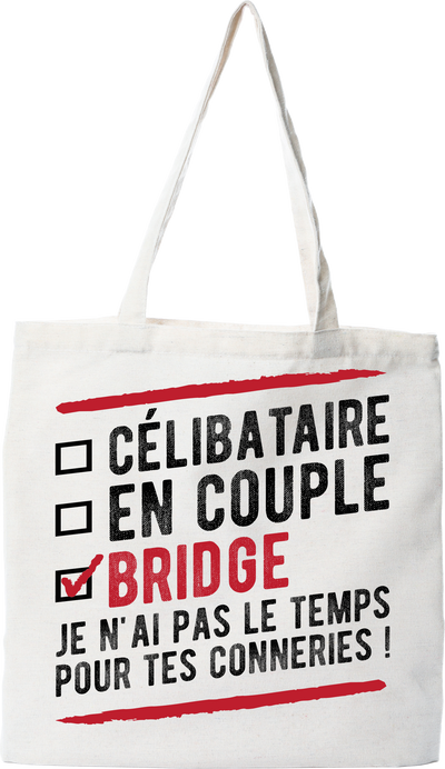 Tote bag coton recyclé célibataire en couple bridge
