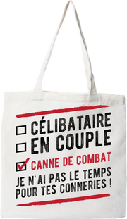Tote bag coton recyclé célibataire en couple canne de combat
