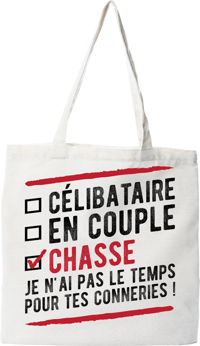 Tote bag coton recyclé célibataire en couple chasse