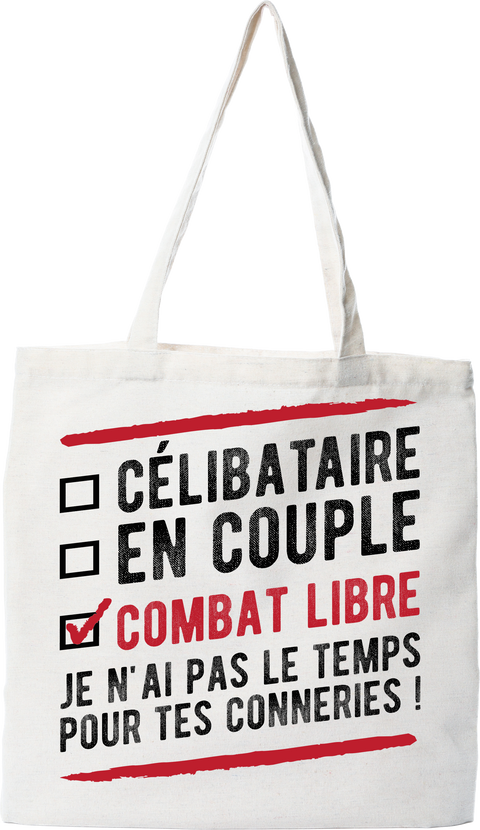 Tote bag coton recyclé célibataire en couple combat libre