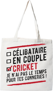 Tote bag coton recyclé célibataire en couple cricket