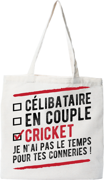 Tote bag coton recyclé célibataire en couple cricket