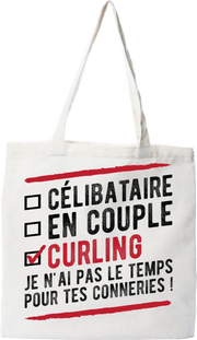 Tote bag coton recyclé célibataire en couple curling