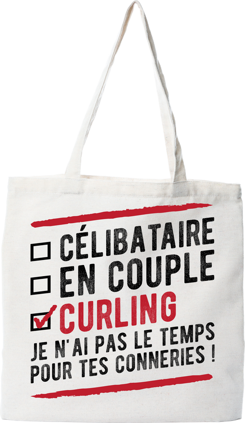 Tote bag coton recyclé célibataire en couple curling