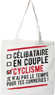 Tote bag coton recyclé célibataire en couple cyclisme