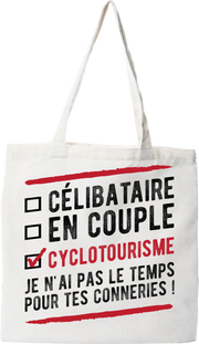 Tote bag coton recyclé célibataire en couple cyclotourisme
