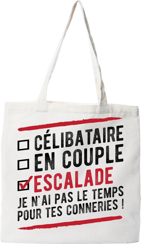 Tote bag coton recyclé célibataire en couple escalade