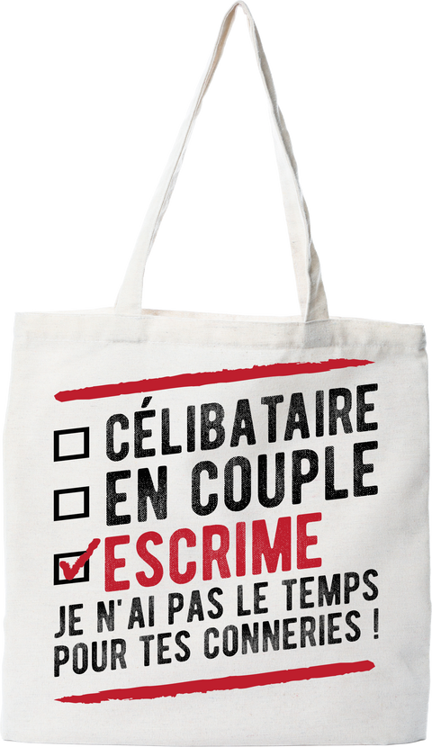 Tote bag coton recyclé célibataire en couple escrime