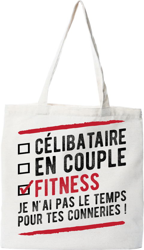 Tote bag coton recyclé célibataire en couple fitness