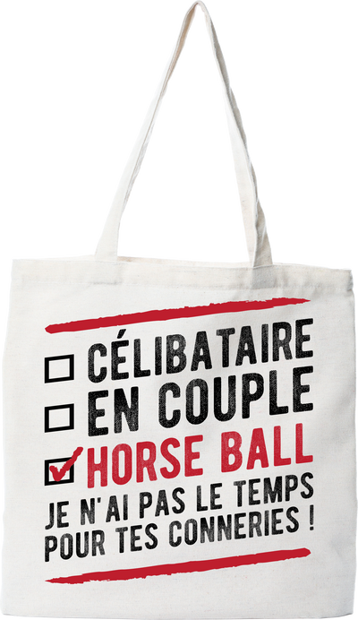 Tote bag coton recyclé célibataire en couple horse ball