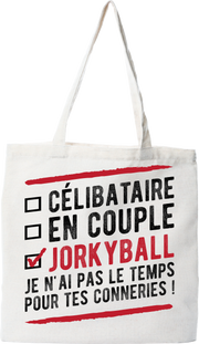 Tote bag coton recyclé célibataire en couple jorkyball
