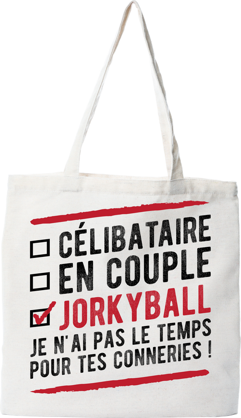 Tote bag coton recyclé célibataire en couple jorkyball