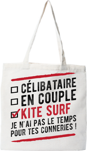 Tote bag coton recyclé célibataire en couple kite surf