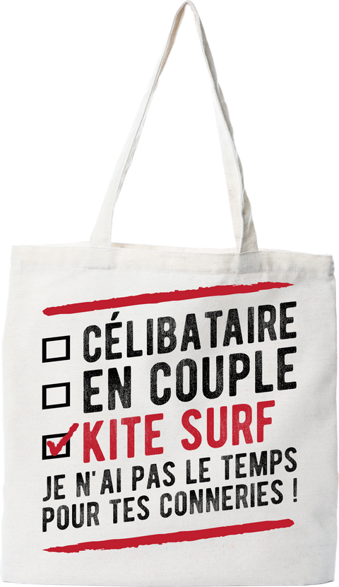 Tote bag coton recyclé célibataire en couple kite surf