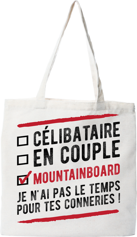 Tote bag coton recyclé célibataire en couple mountainboard