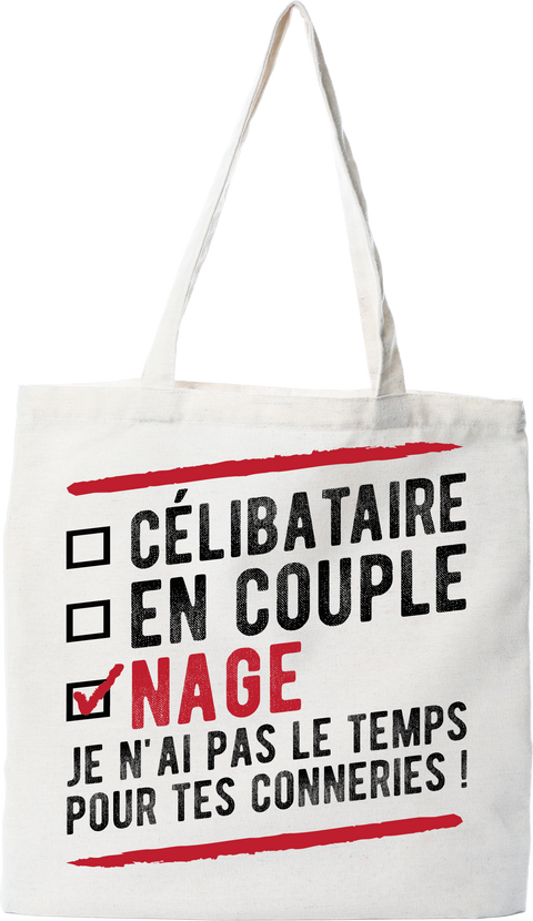 Tote bag coton recyclé célibataire en couple nage