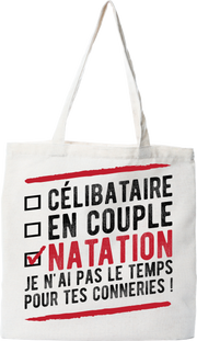 Tote bag coton recyclé célibataire en couple natation