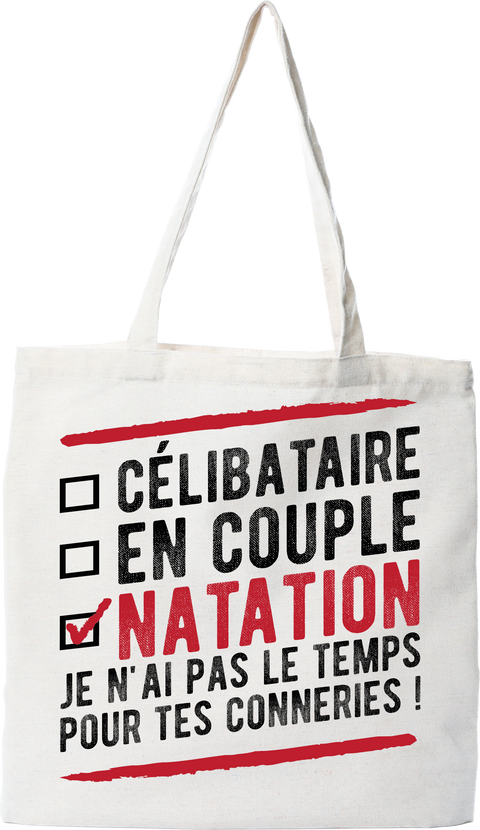 Tote bag coton recyclé célibataire en couple natation